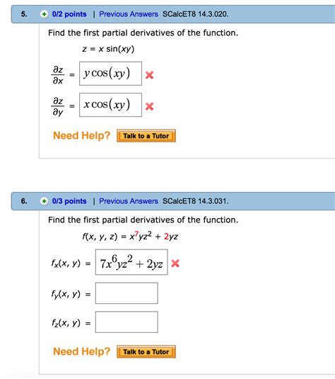 Mathway partial derivative - A short cut for implicit differentiation is using the partial derivative (∂/∂x). When you use the partial derivative, you treat all the variables, except the one you are differentiating with respect to, like a constant. For example ∂/∂x [2xy + y^2] = 2y. In this case, y is treated as a constant. Here is another example: ∂/∂y [2xy ...